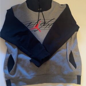 Jordan Gray & Black Hoodie with Red Jumpman Logo